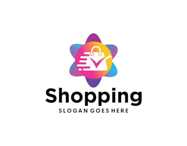 Colección de logos planos de comercio electrónico