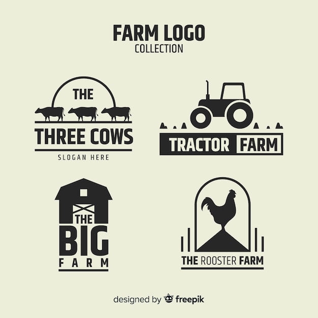 Vector colección logos planos de granja negros
