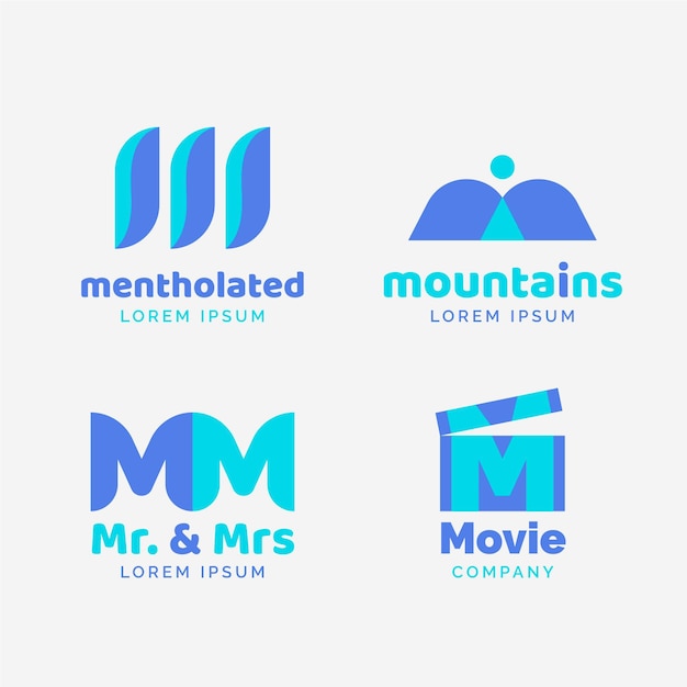 Colección de logos planos m