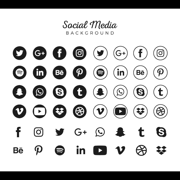 Colección de logos de redes sociales populares