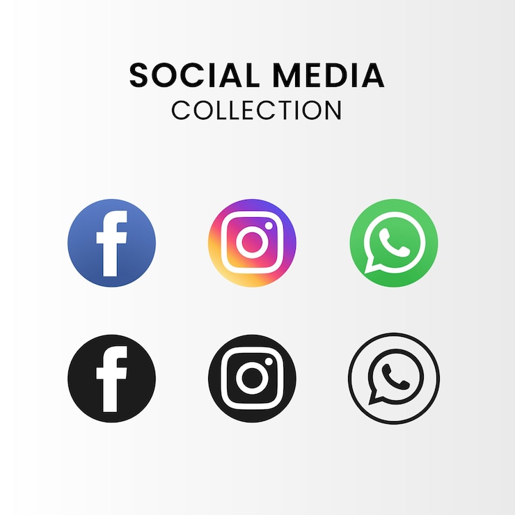 Vector colección de logos de redes sociales populares
