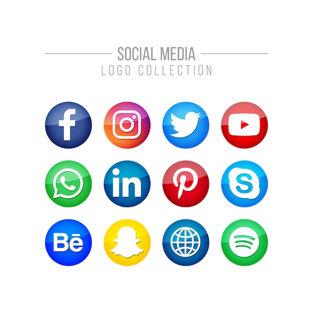 Vector colección de logos en redes sociales.