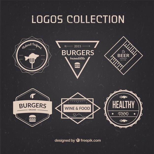 Colección de logos de restaurante en estilo retro