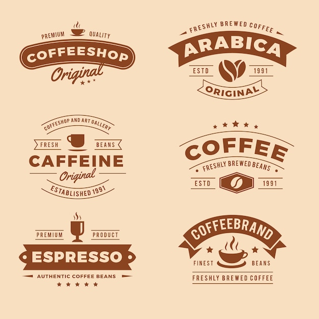Colección de logos retro de cafetería