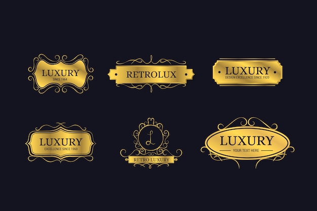 Colección de logos retro de lujo