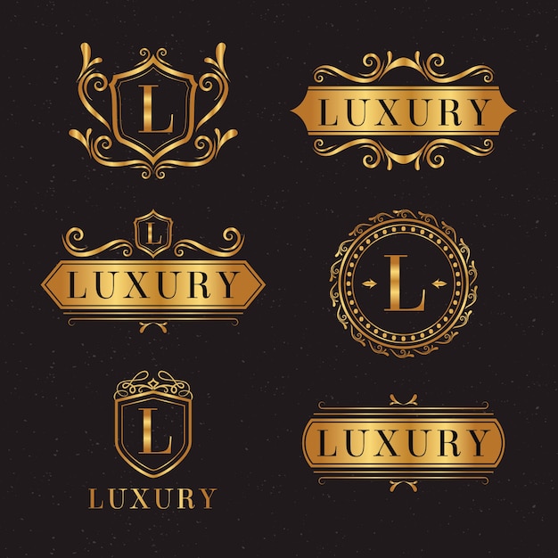 Colección de logos retro de lujo