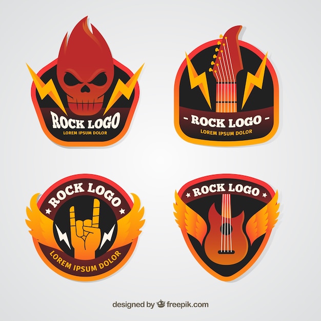 Colección de logos de rock con diseño plano