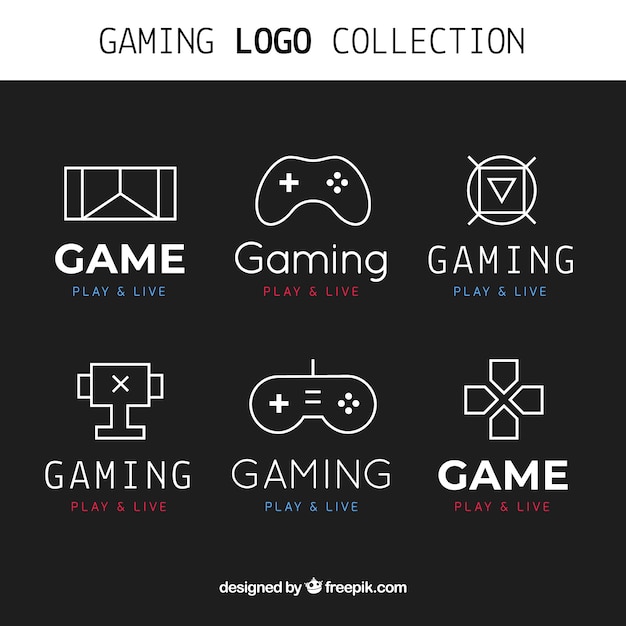Colección de logos de videojuegos con diseño plano