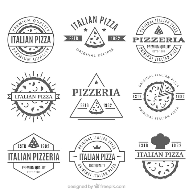 Colección de logos vintage de pizza