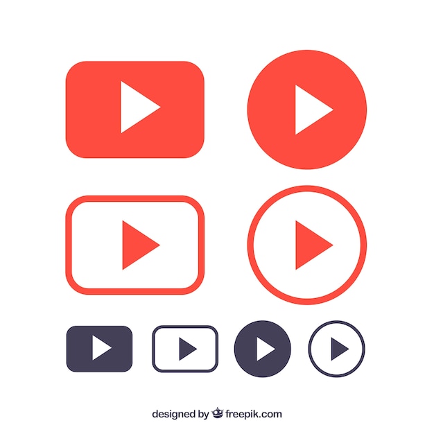 Vector colección de logos de youtube con diseño plano