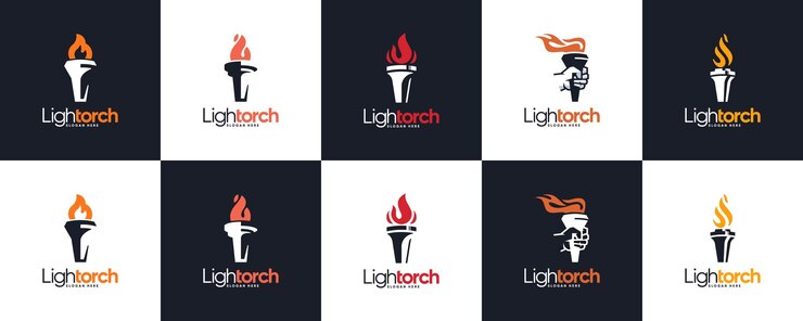 Vector colección de logotipo de la antorcha de la competición espíritu del diseño del logotipo del deporte ilustración