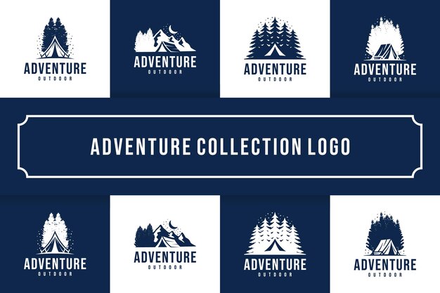 colección de logotipo de aventura naturaleza bosque campamento logotipo inspiración