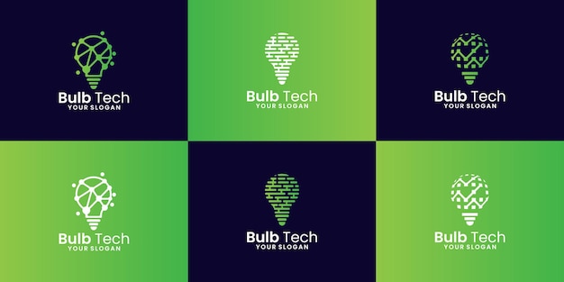 Colección de logotipo de bombilla de tecnología moderna