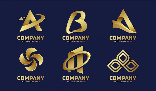 Colección de logotipo dorado abstracto de negocios