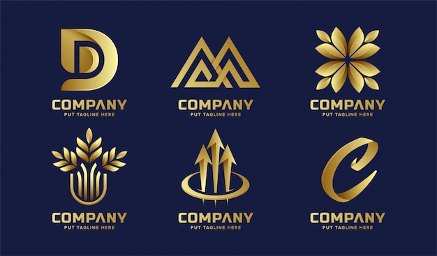 Colección de logotipo dorado abstracto de negocios