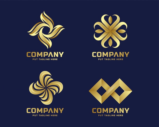 Colección de logotipo dorado abstracto de negocios