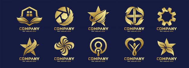 Colección de logotipo dorado abstracto de negocios