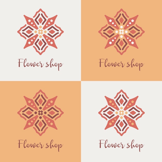 Colección de logotipo floral abstracto o icono de logotipo de flores conjunto de ilustración de vector de plantilla de diseño