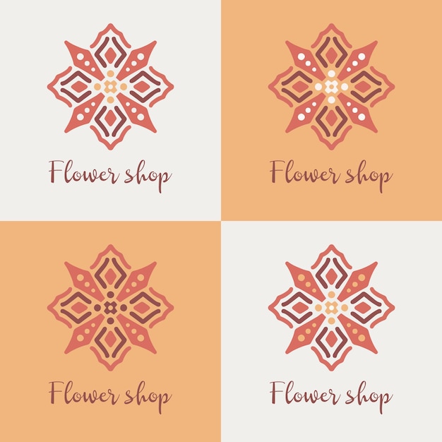 Colección de logotipo floral abstracto o icono de logotipo de flores conjunto de ilustración de vector de plantilla de diseño