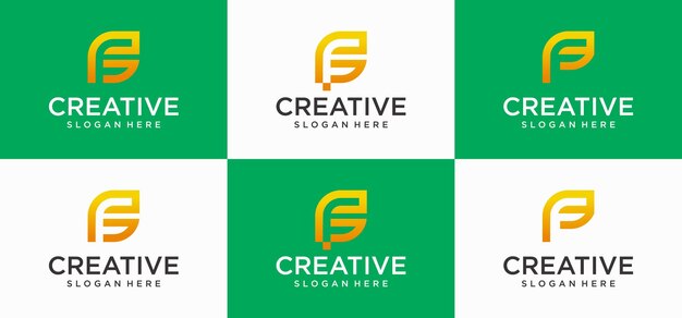 Colección de logotipo inicial F Plantilla de conjunto de iconos de elementos de diseño de plantilla MonogramF para el logotipo de la empresa