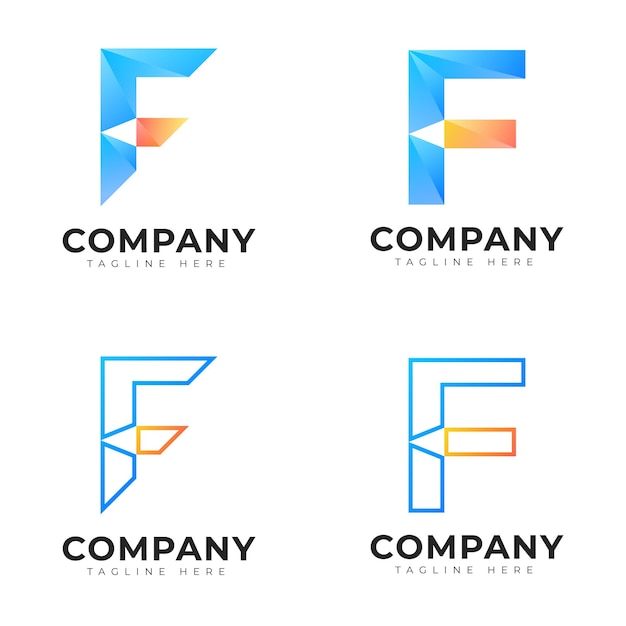 Colección de logotipo de letra f inicial de estilo degradado moderno