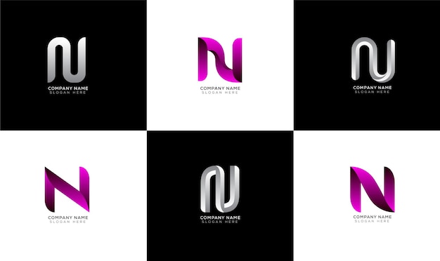 Colección de logotipo de letra n degradado mínimo