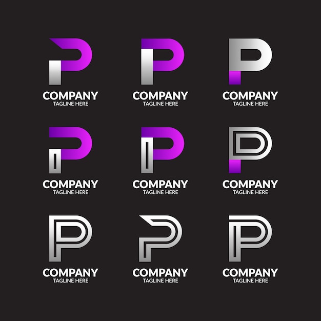 Colección de logotipo minimalista letra P