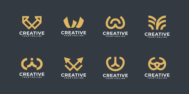 Colección de logotipo monograma, diseño de logotipo letra w, iconos para empresa comercial