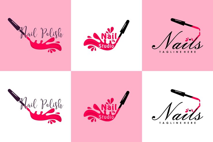 colección de logotipo de salón de belleza de uñas con concepto creativo vector premium