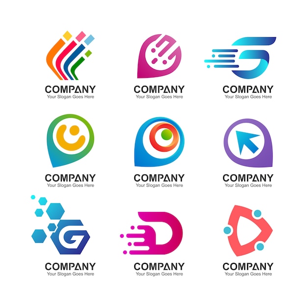 colección de logotipo de tecnología digital abstracto