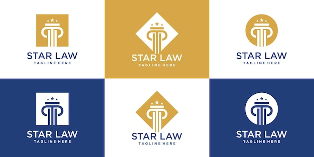 Colección de logotipos de abogados con concepto creativo dorado vector premium