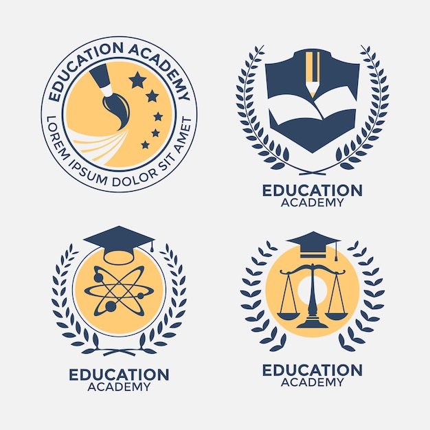 Colección de logotipos de la academia plana