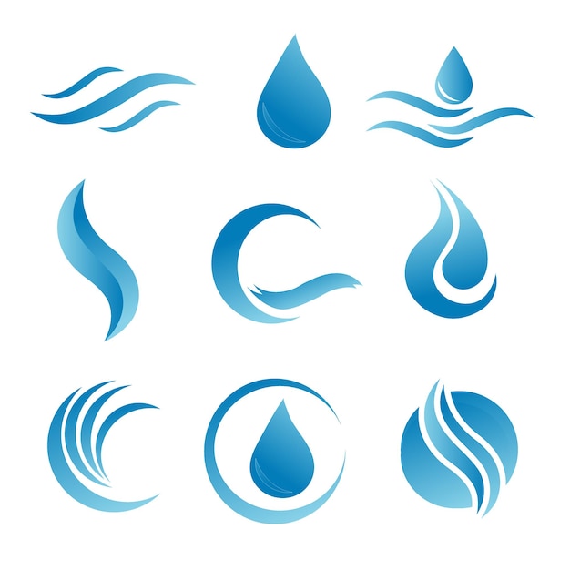 Vector una colección de logotipos para agua y plomería iconos de la asociación de agua en vector