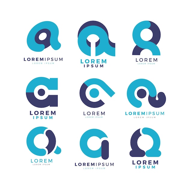 Colección de logotipos alfa planos