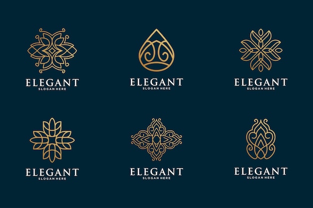 Colección de logotipos de arte de línea elegante y de lujo