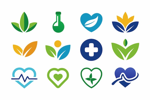 una colección de logotipos para la atención médica y la salud