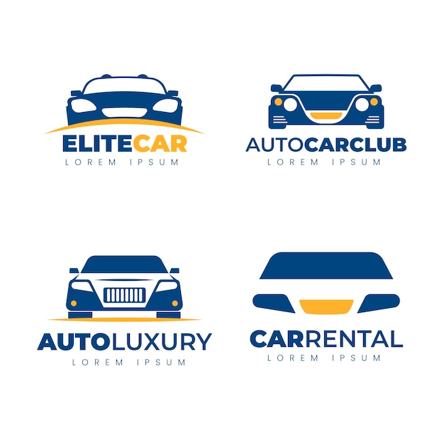 Colección de logotipos de automóviles de diseño plano