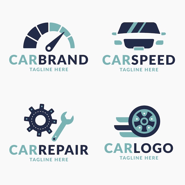 Colección de logotipos de automóviles de diseño plano