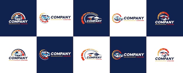 Colección de logotipos de automóviles taller de afinación servicio de garaje de automóviles deportivos plantilla de diseño de logotipo