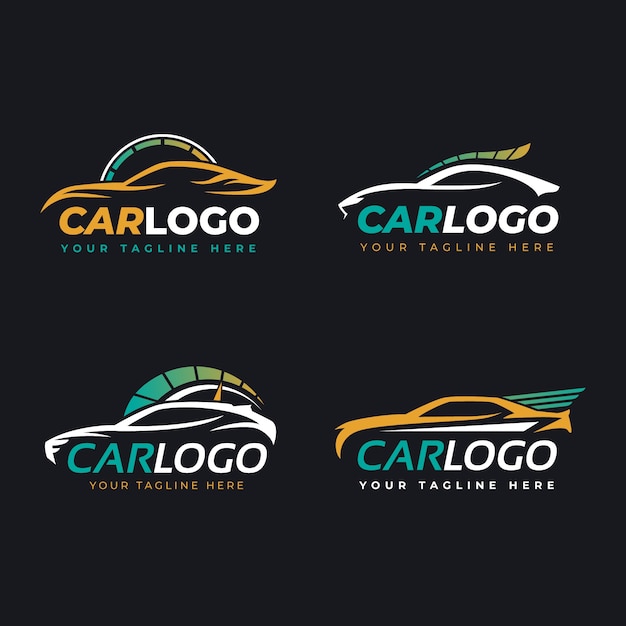 Colección de logotipos de autos planos