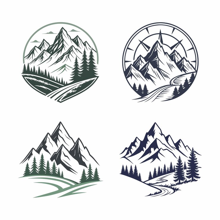 Vector colección de logotipos de aventura y exploración de montaña