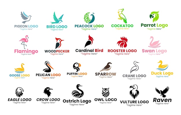 Colección de logotipos de aves de corral y aves