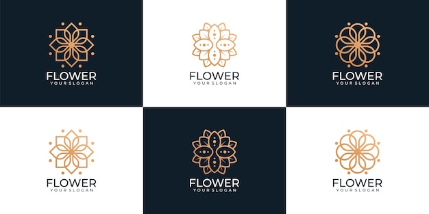 Colección de logotipos de belleza con adornos florales para spa