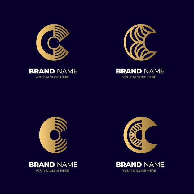Colección de logotipos C Conjunto de iconos de plantillas geométricas y premium