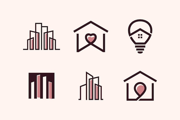 Colección de logotipos de casas y edificios con vector de diseño único creativo