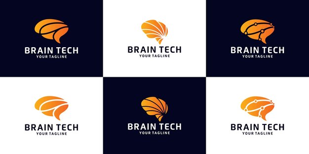 Una colección de logotipos cerebrales de tecnología de datos.