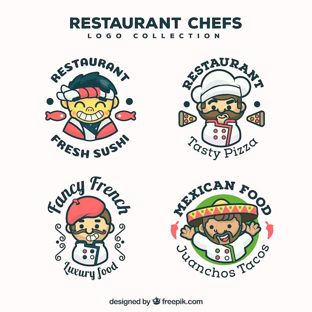 Colección de logotipos de chefs de restaurante