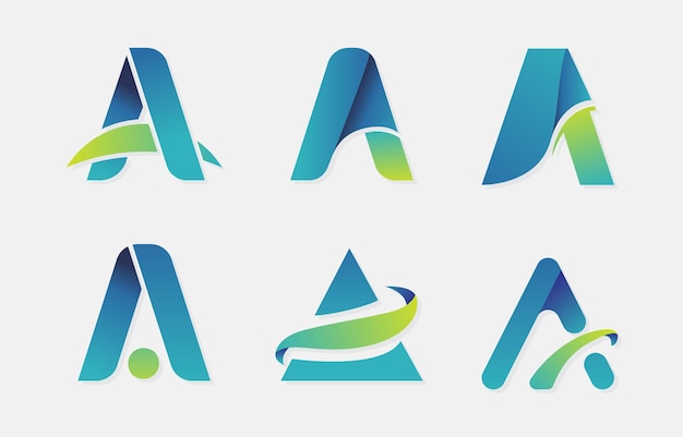 una colección de logotipos coloridos con las letras a y una azul