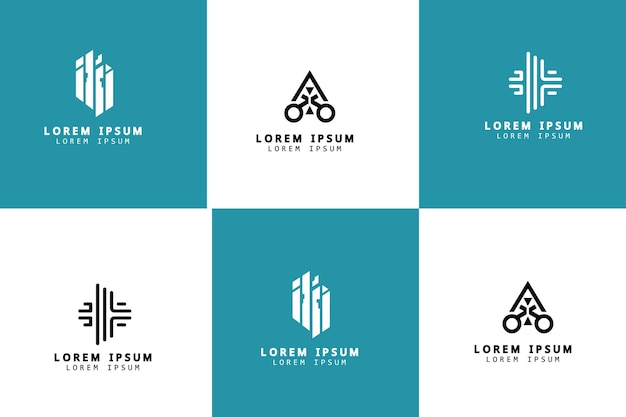 Vector una colección de logotipos para una compañía llamada una ciudad