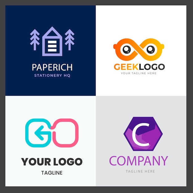 una colección de logotipos para una compañía que dice "compañía de papel"